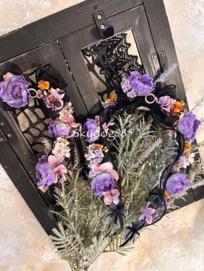 画像1: 2025★Halloween lavender&black ・ダブルハンギング24cm